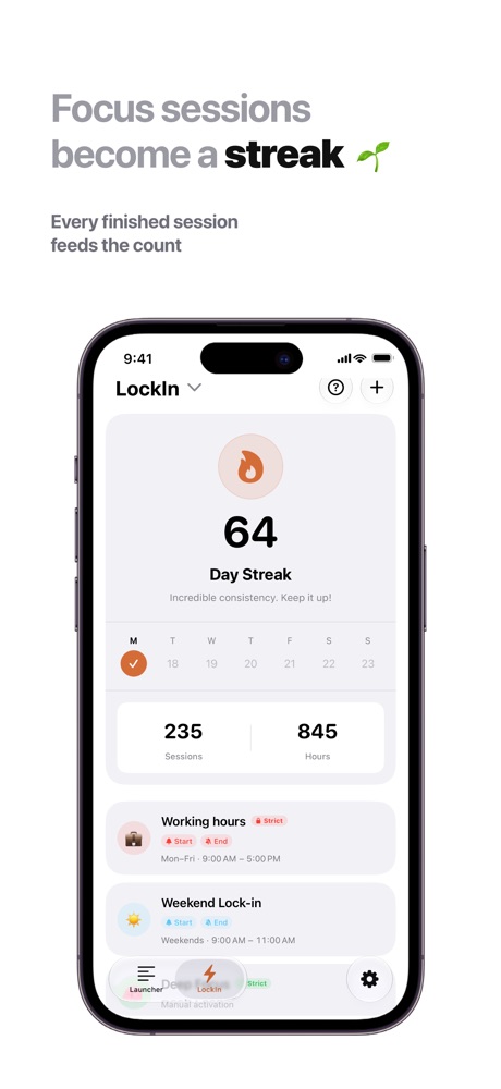 LockIn: App Launcher & Blocker iPhone screenshot 2